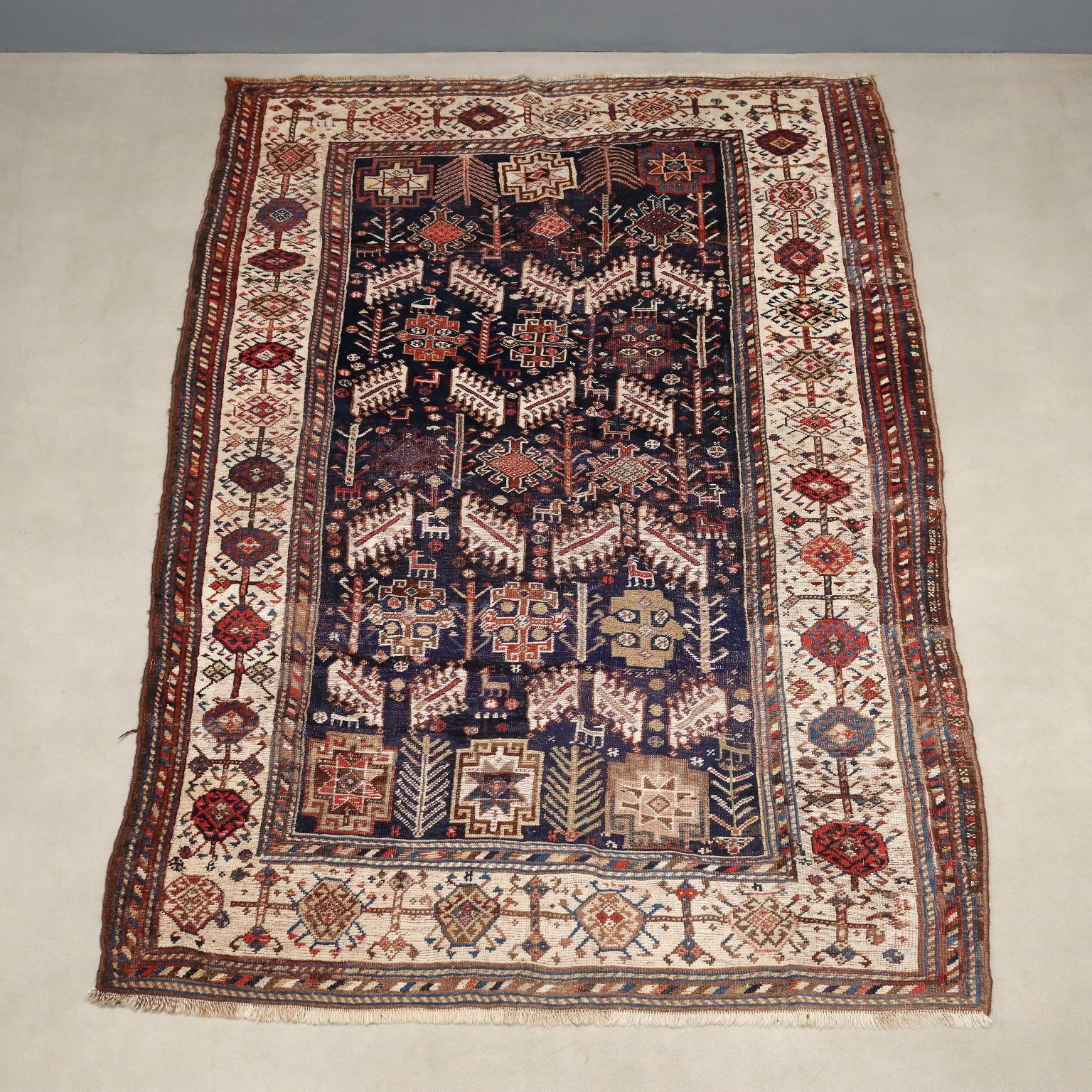Antique Bukhara Catpet Wool Extra Thin Knot Turkmenistan 65 X 54 In photo for sale