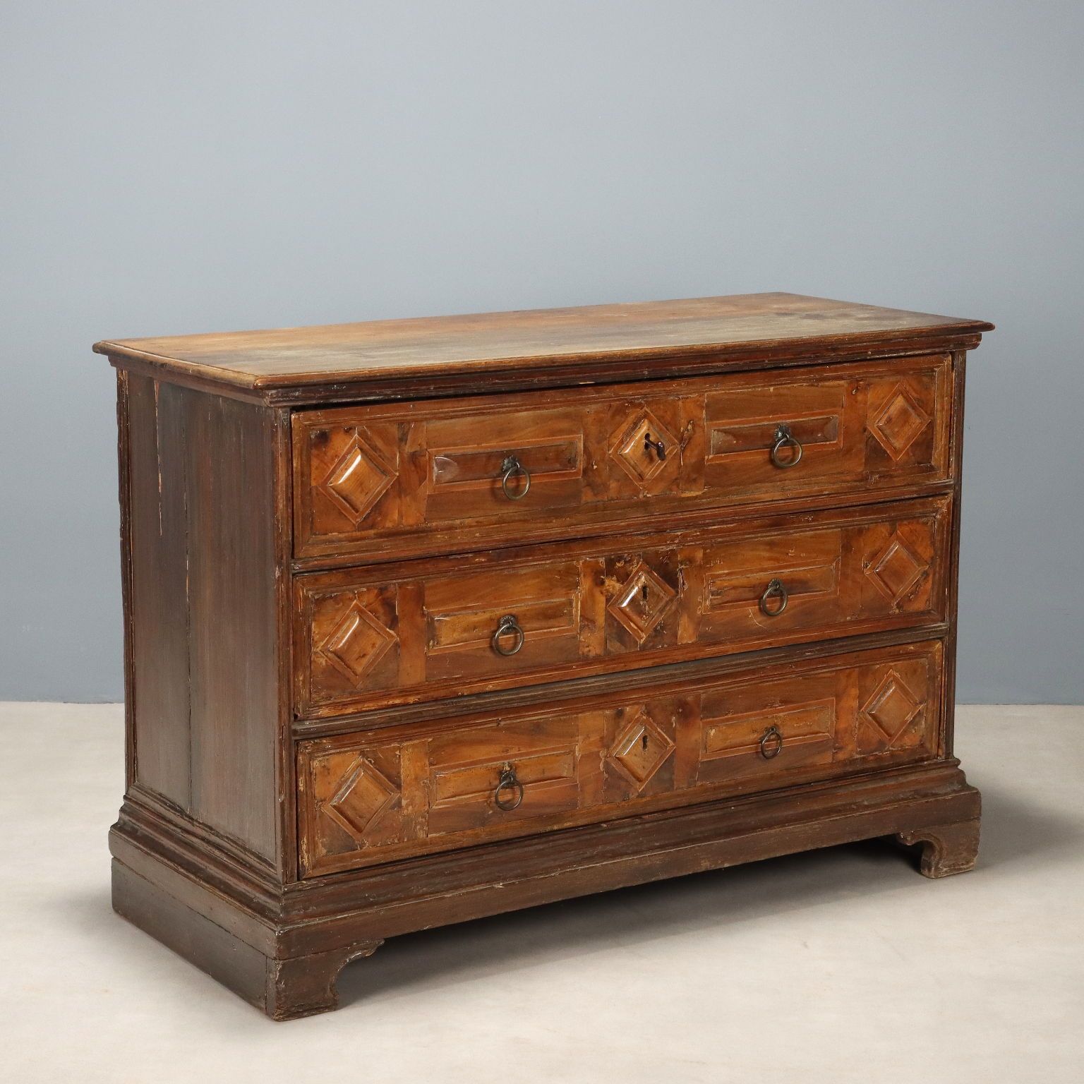 Chest Of Drawers Baroque Walnut 3 Drawers XVIII Century