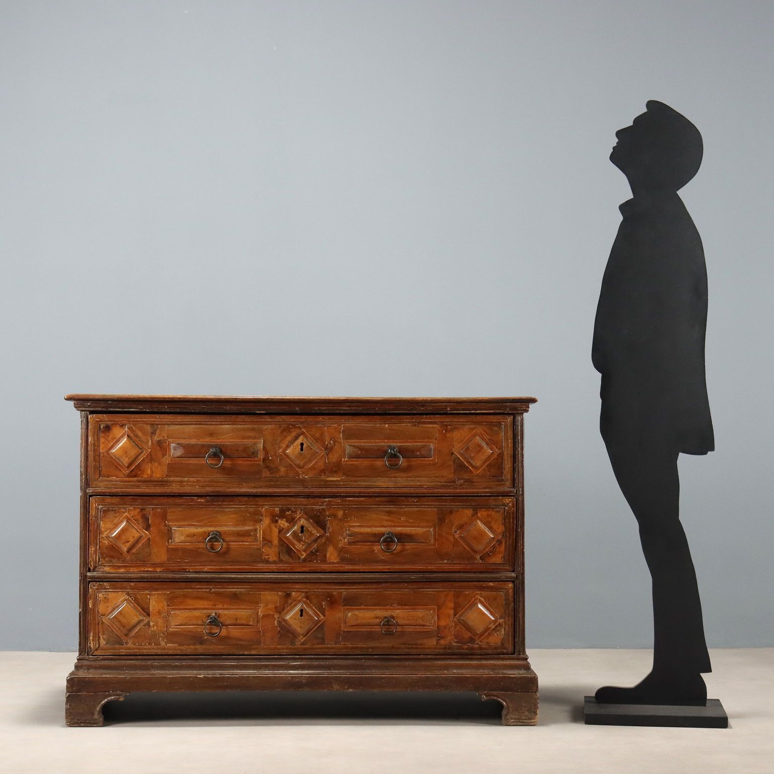 Chest Of Drawers Baroque Walnut 3 Drawers XVIII Century photo for sale