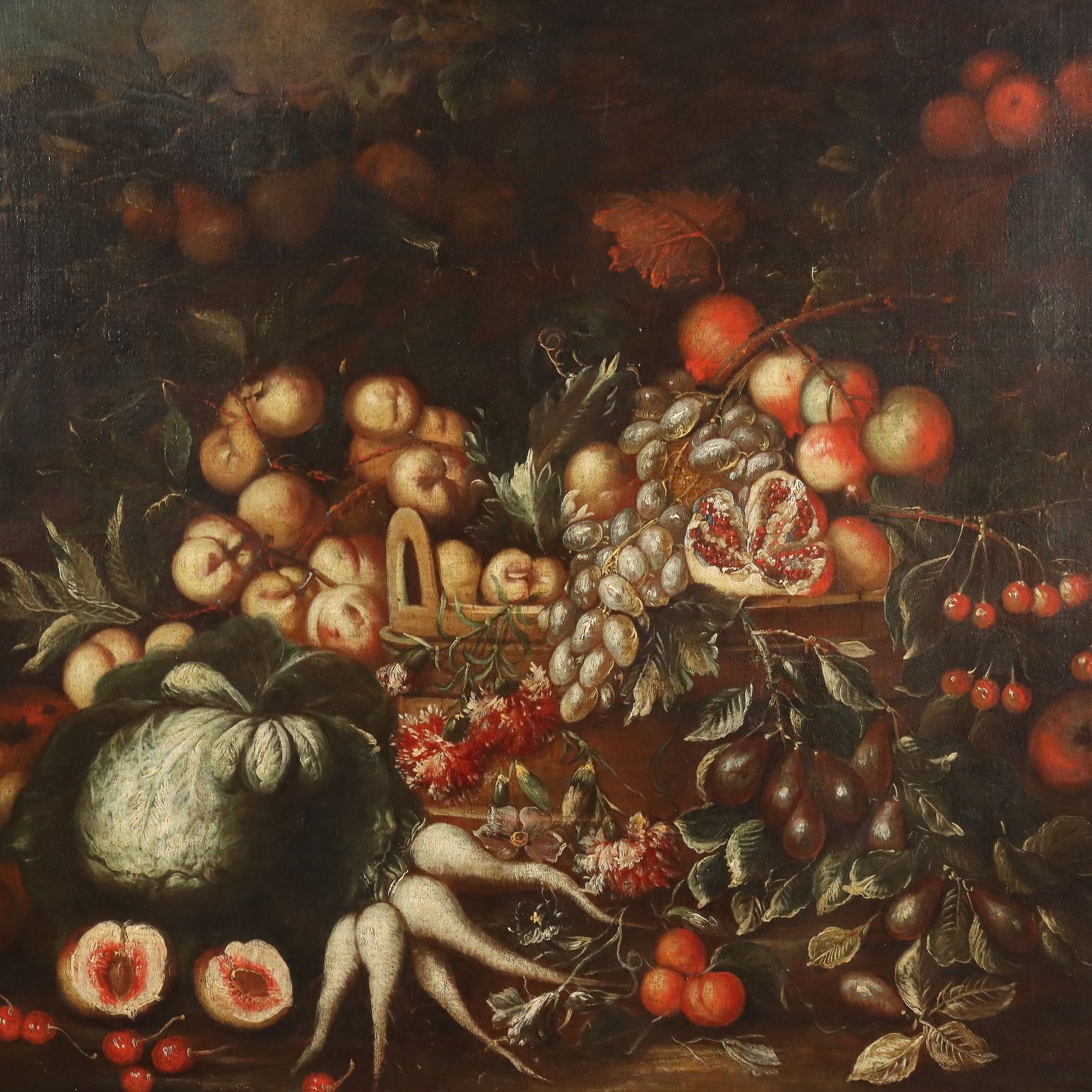 Antique Painting Still Life With Fruit Oil On Canvas XVIII Century photo for sale