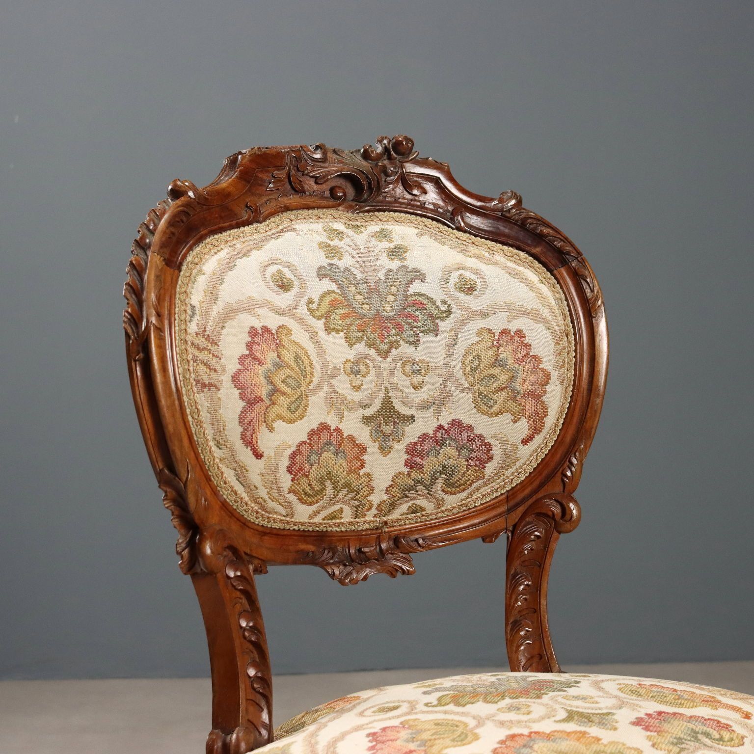 Chairs Baroque Style Carved Walnut Italy XIX Century photo Furniture