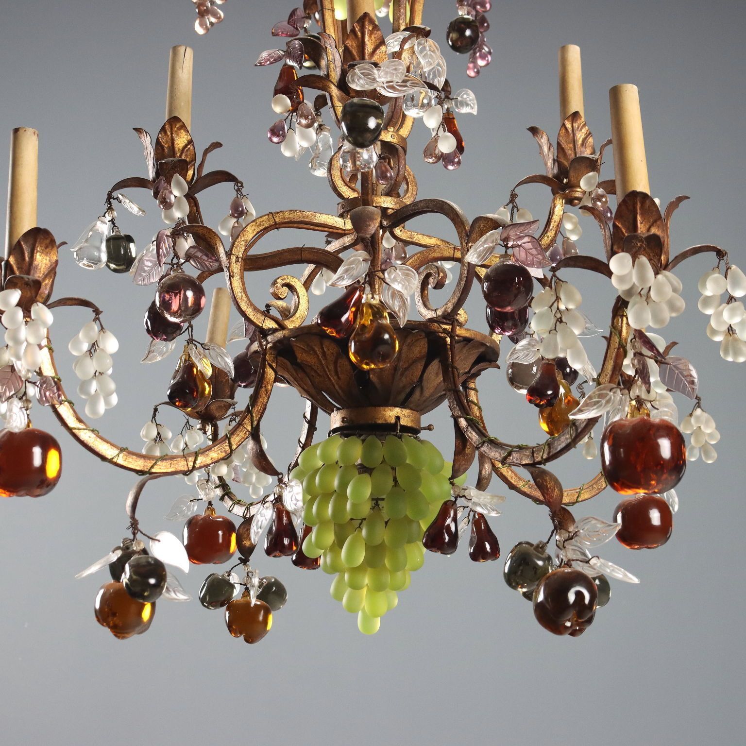 2330.0 Antique Chandelier Glass Gilded Iron 8 Lights Italy XIX Century photo
