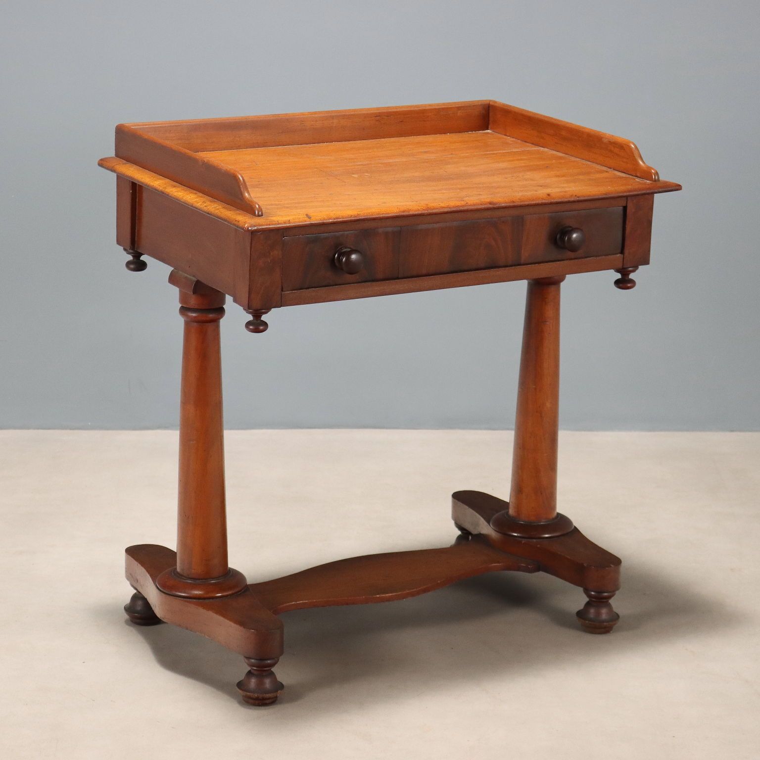 Antique Writing Desk Mahogany Drawer Italy XIX Century