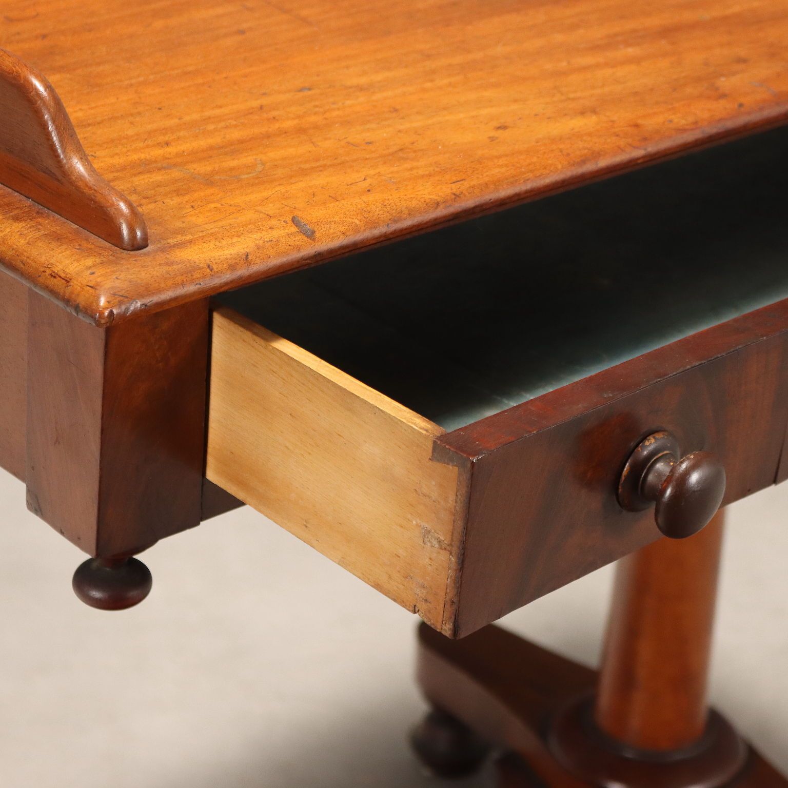 Antique Writing Desk Mahogany Drawer Italy XIX Century photo Furniture
