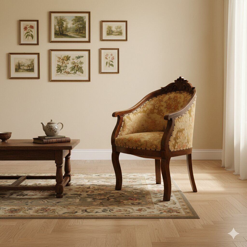 Antique Armchair Walnut Fabric Italy XIX Century photo furniture
