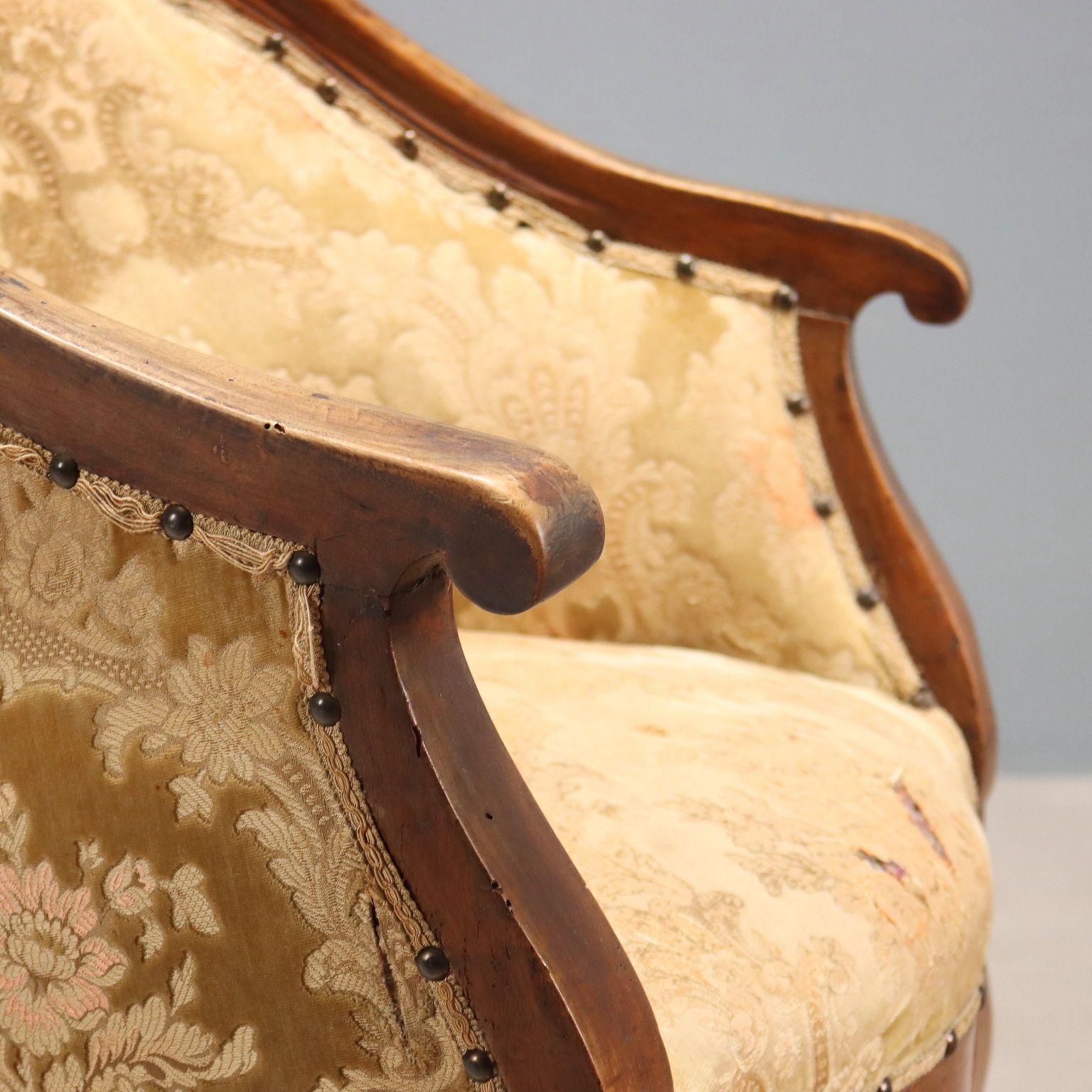 Antique Armchair Walnut Fabric Italy XIX Century photo 400.0