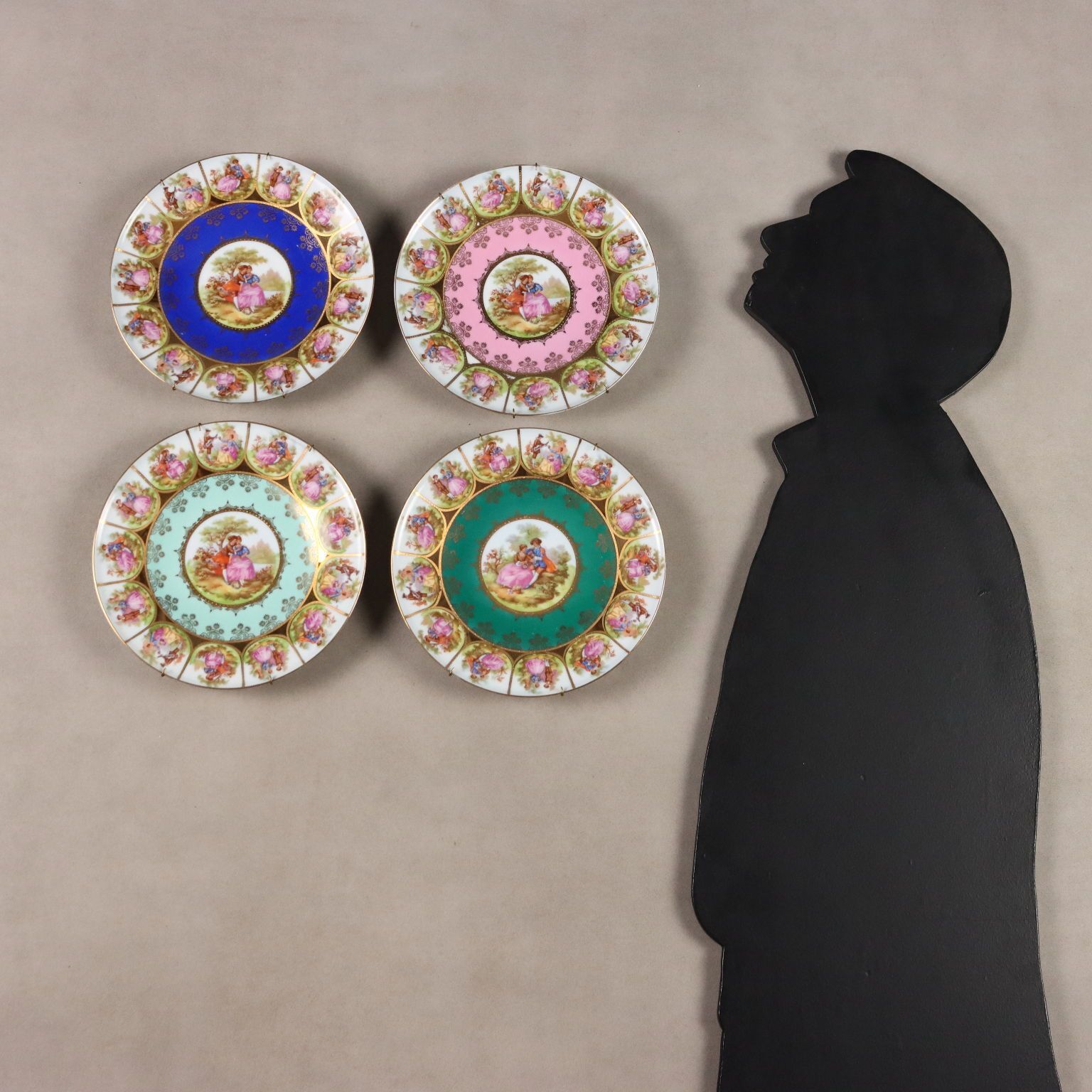 Antique J.K.W. Plates Multicoloured Porcelain Germany XX Century photo furniture