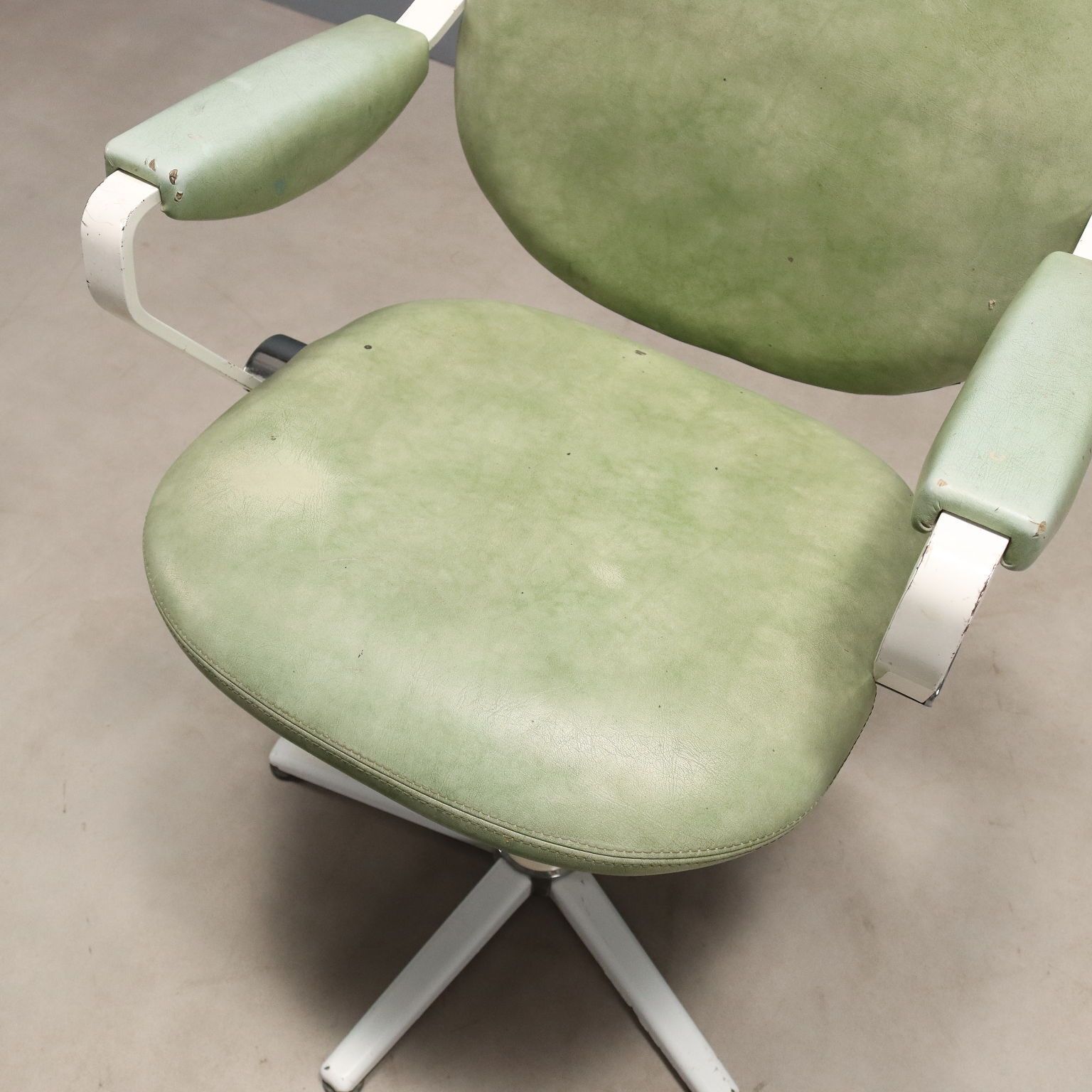 Vintage Barber Chair Leatherette Metal Design Italy 1970s photo vinterior