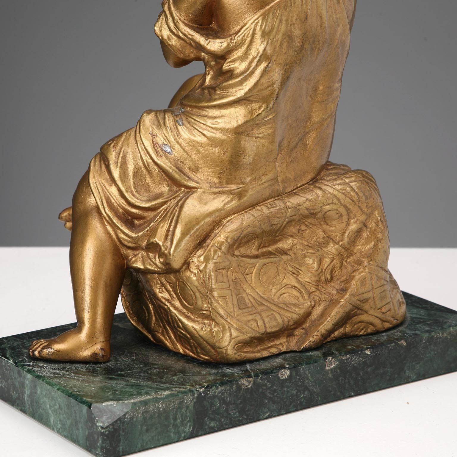 Antique Figurine Young Praying Girl Gilded Metal XIX XX Century photo buy