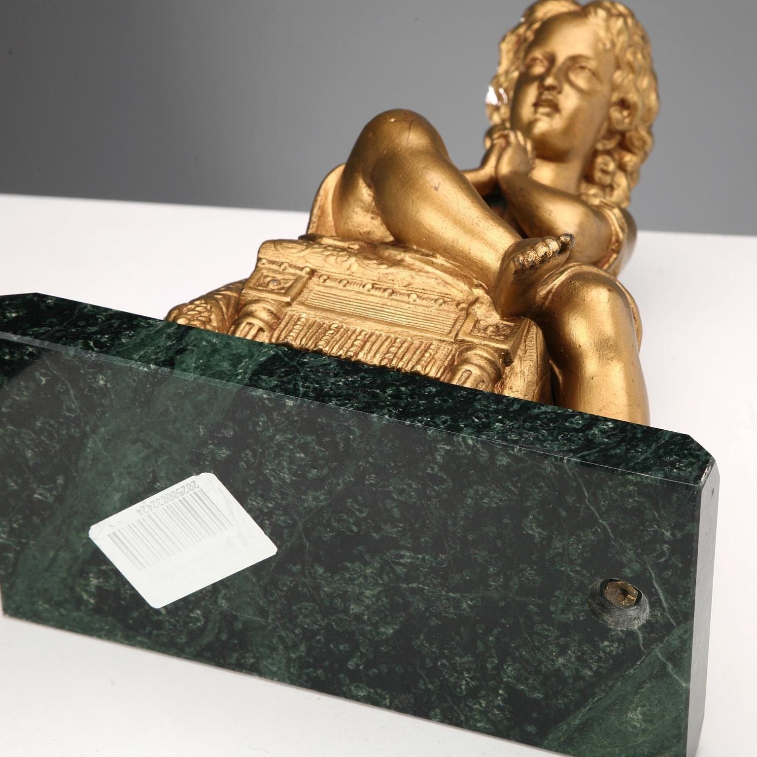Antique Figurine Young Praying Girl Gilded Metal XIX XX Century photo vintage
