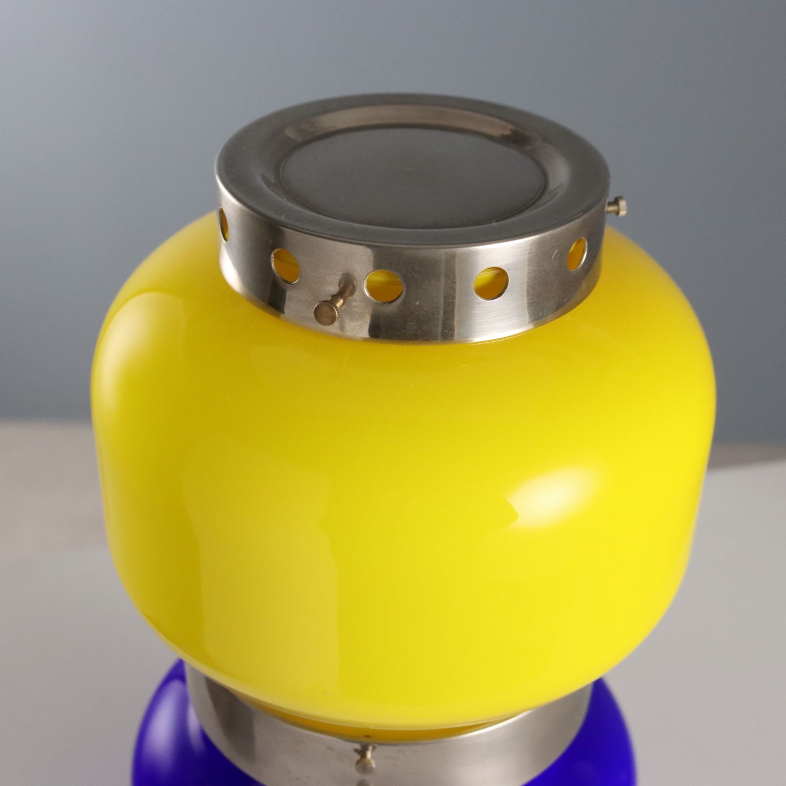 Vintage Lamp Chromed Metal Glass Design Italy 1960s photo vinterior