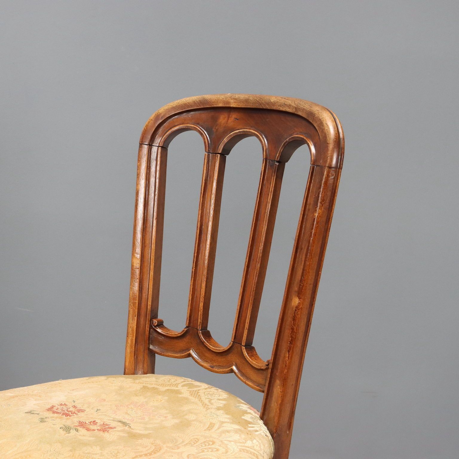 Antique Chairs Walnut Fabric Padding Italy Late XIX Century photo 760.0