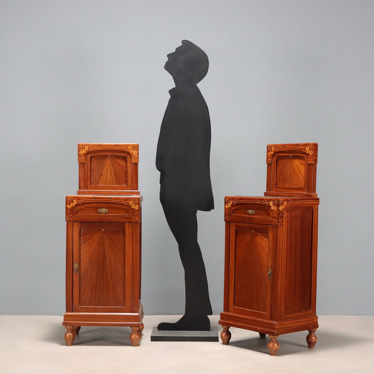 Antique Nightstands Mahogany Glass Italy XX Century photo for sale