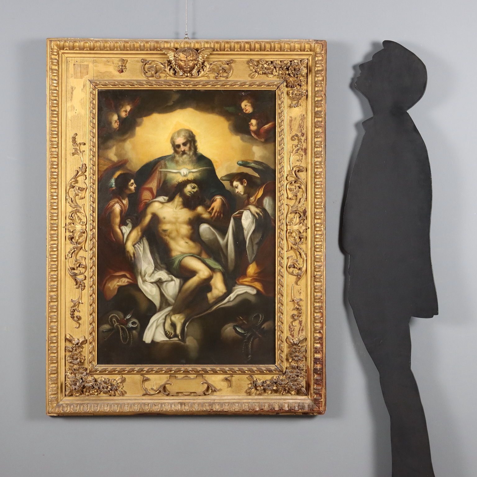 Antique Painting Copy From Ludovico Cardi Trinity Oil On Canvas '700 photo furniture