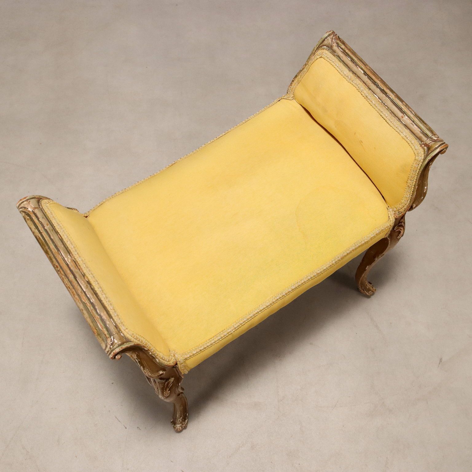 Bench Baroque Style Carved Wood Fabric XX Century photo vinterior