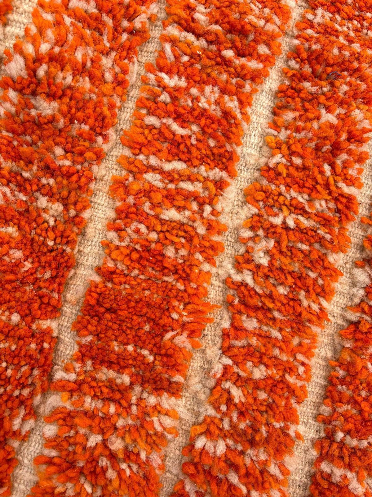 Handmade Moroccan Berber Mrirt Rug – Orange Wool Rug 200x300 Cm –Modern Textured Carpet – Bold Abstract Design – Large Living Room Area Rug photo vintage
