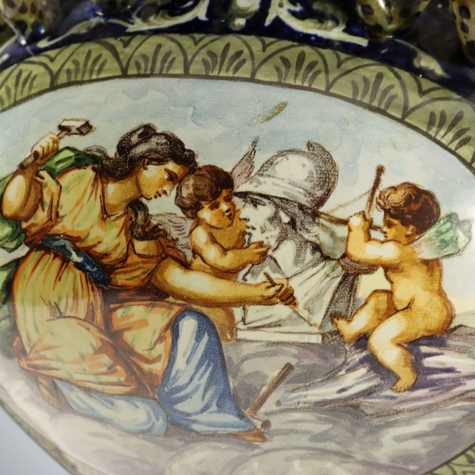 Amphorae Neo Renaissance Style Majolica Italy XIX Century photo for sale