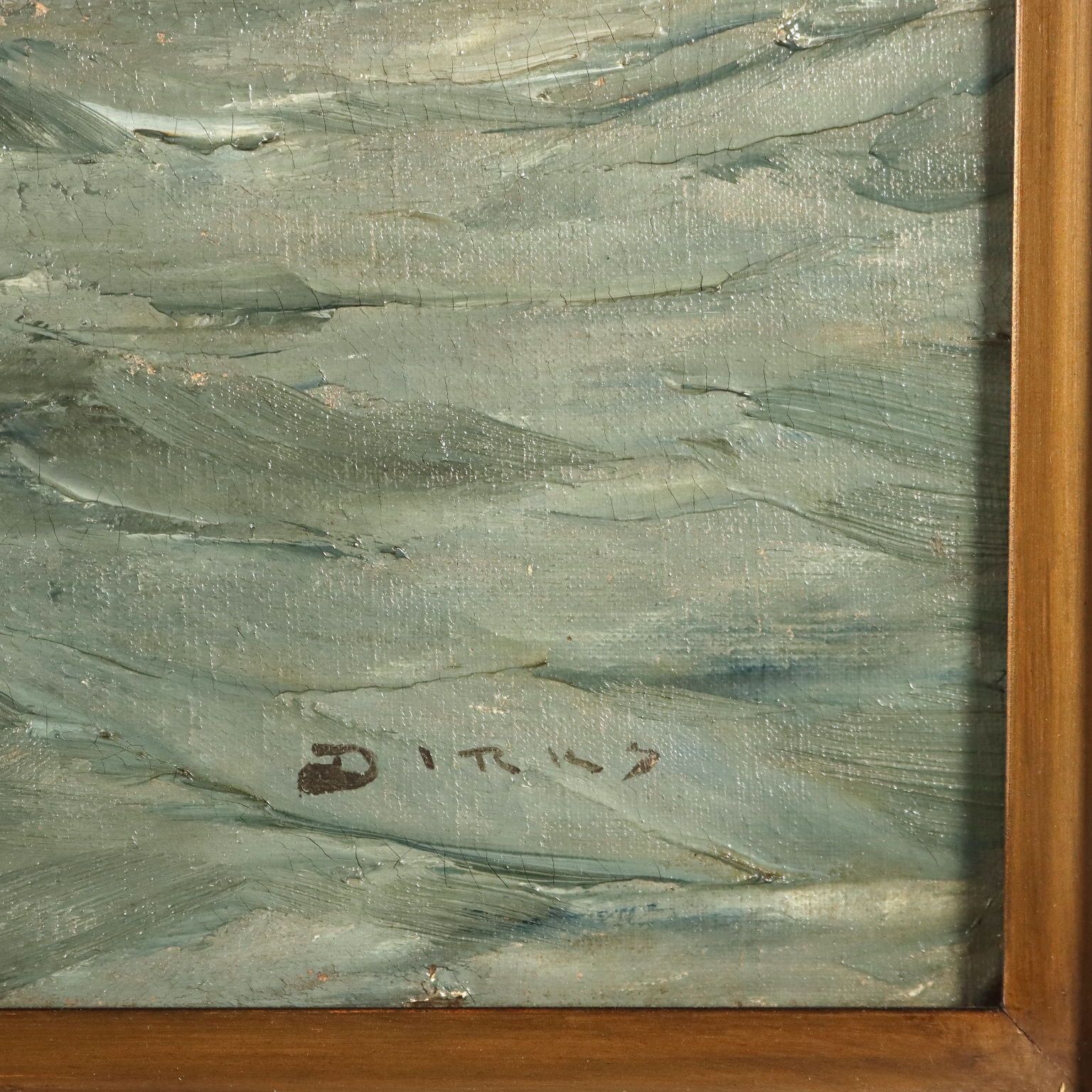 Antique Painting Signed Andreas Dirks Maritime Glimpse XIX Century photo vintage