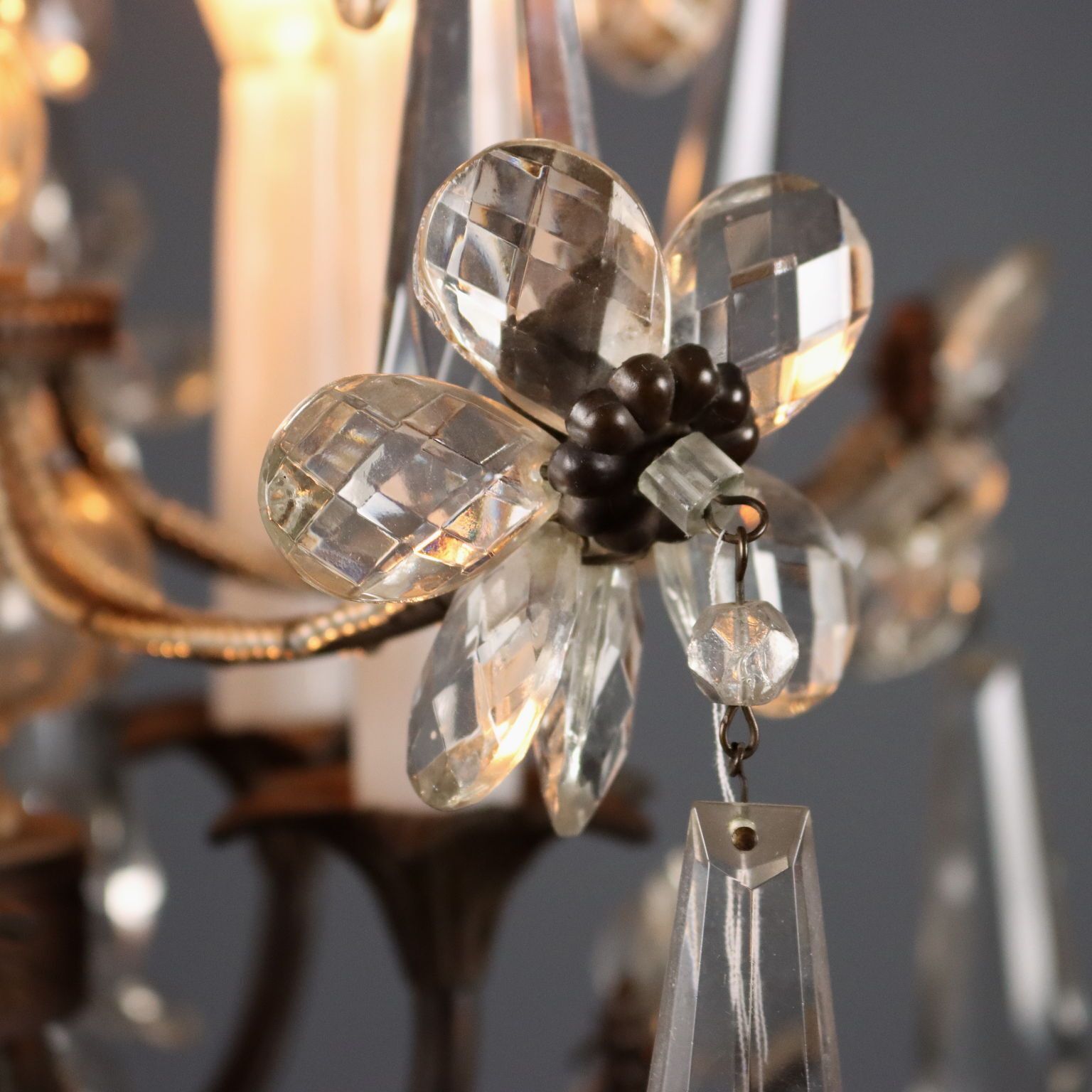 Antique Chandelier Metal Glass 5 Lights Italy XIX Century photo Lighting