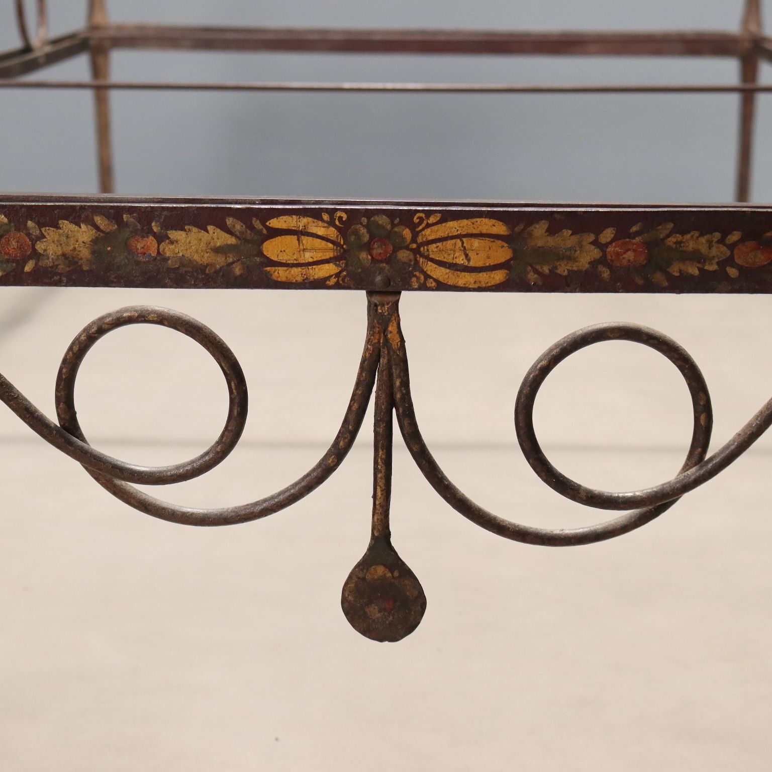 photo furniture Antique Single Bed Lacquered Painted Iron Italy XIX Century