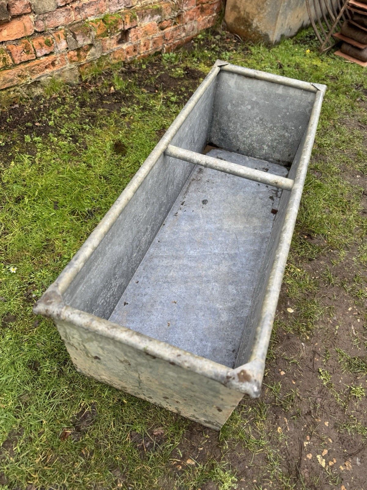 Vintage Galvanised Trough Garden Planter 129cm /Raised Flowerbed Plant Tree Pot Pond Z7 photo furniture