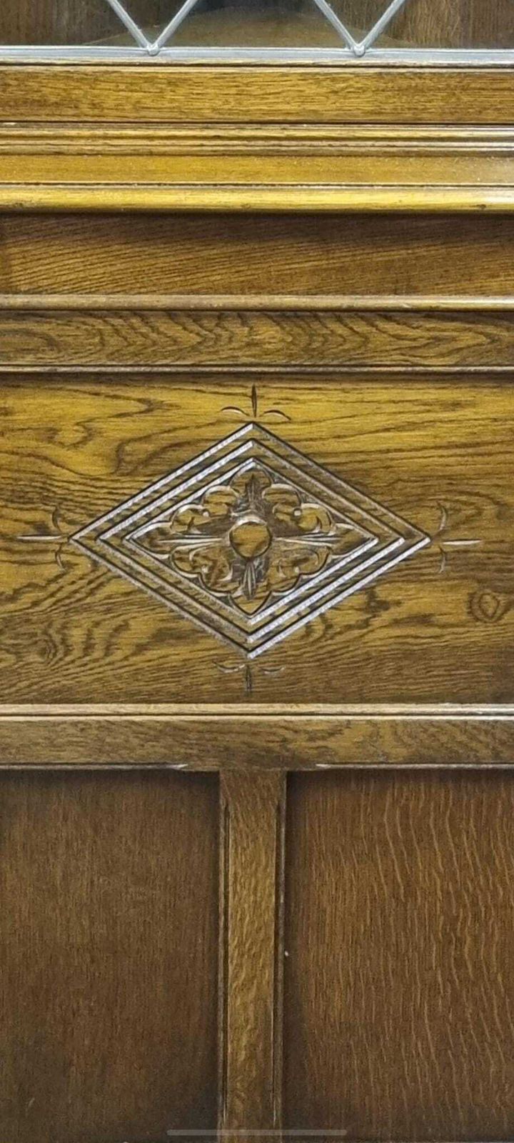 Vintage Jaycee Furniture Oak Corner Display Cabinet / Glazed Door / C.1970s / Mid Century Traditional photo vinterior