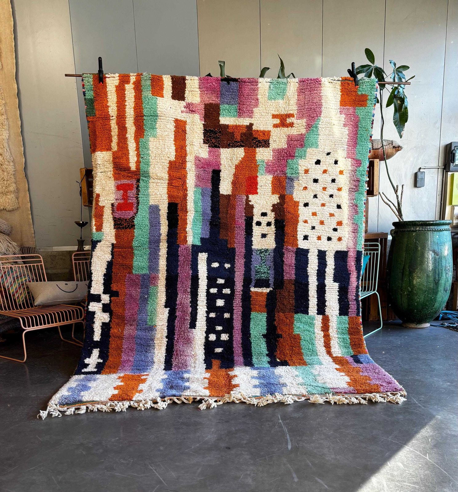 Moroccan Boujad Rug 200x300 Cm Handmade Wool Rug – Colorful Berber Area Rug – Large Ethnic Boho Living Room Carpet