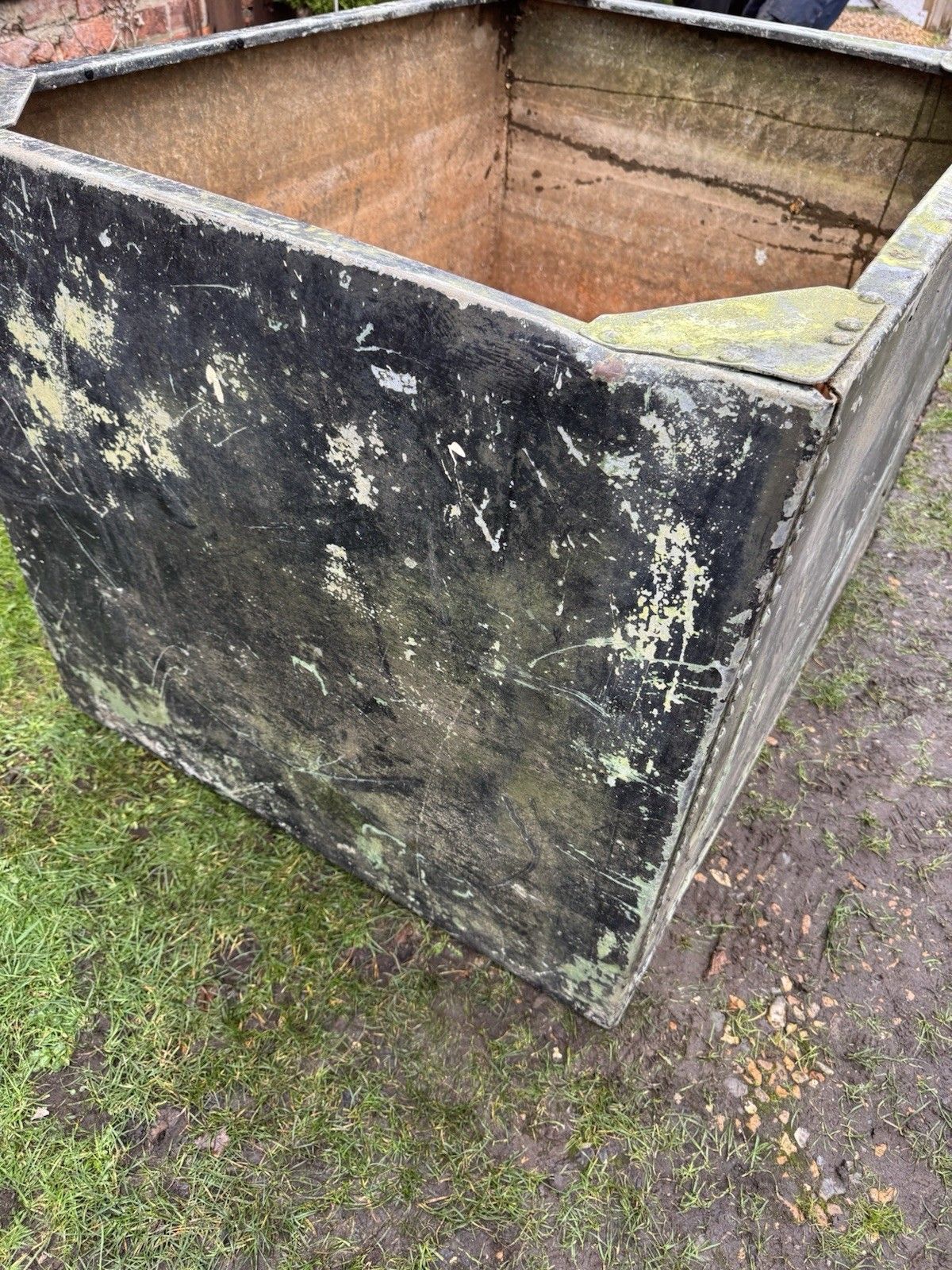 Riveted Galvanised Trough Garden Planter /  Raised Flower Bed Plant Pot Log Store Z10 photo vintage