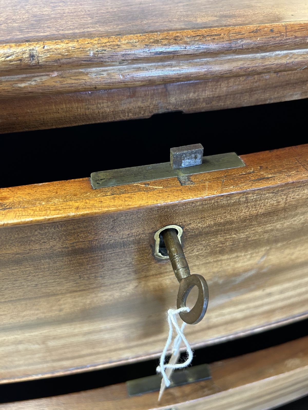 Antique Mahogany Bow Front Chest Of Drawers   With Working Key photo buy