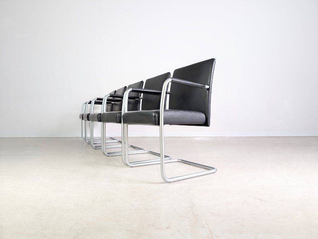 Set Of 5 Walter Knoll Jason Lite 1500 Chairs, Black Leather photo 2590.0