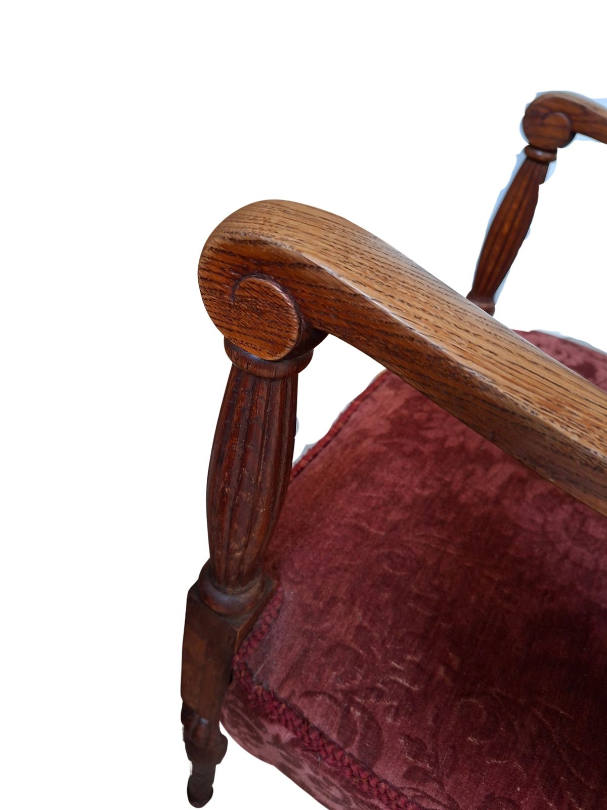 Elegante Coppia Di Poltrone Vintage Anni '60 In Rovere E Velluto Damascato photo 870.5