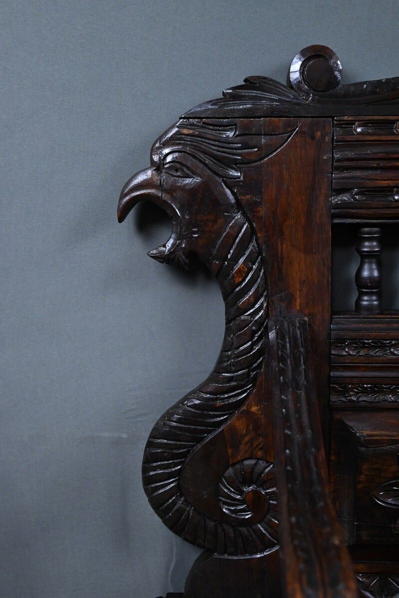 photo for sale Oak Storage Bench, Neo Gothic Style – Early 20th Century