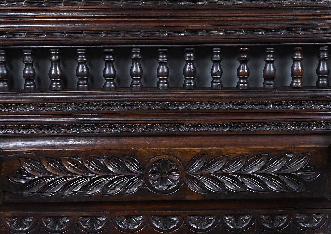 Furniture Oak Storage Bench, Neo Gothic Style – Early 20th Century photo