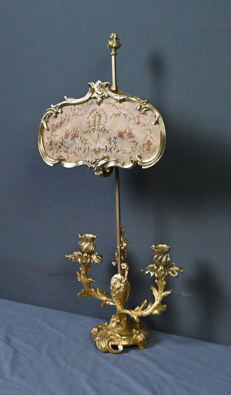 Gilt Bronze Screen Chandelier, Louis XV Style – Mid 19th Century photo Lighting