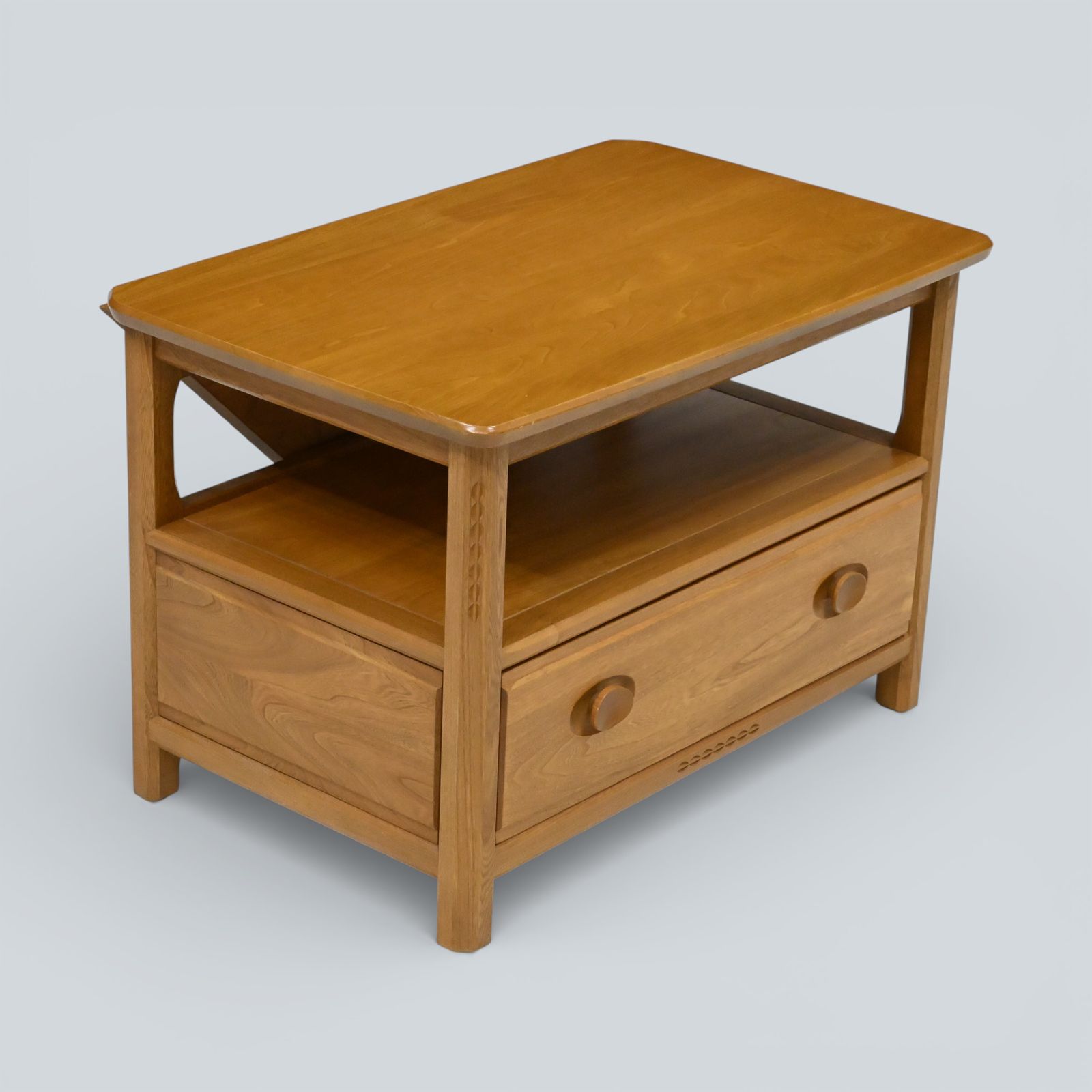 Ercol Corner Tv Stand Video Cabinet Corner Flap Light Finish Free Uk Delivery* photo vintage
