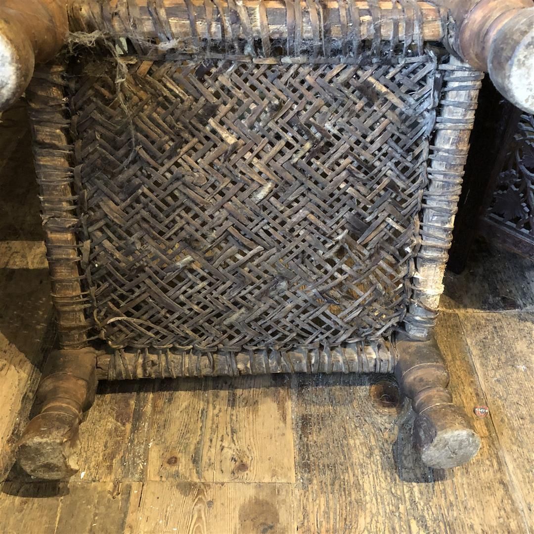 Antique Low Pidha Chair Handmade In Central Asia 1900s photo for sale