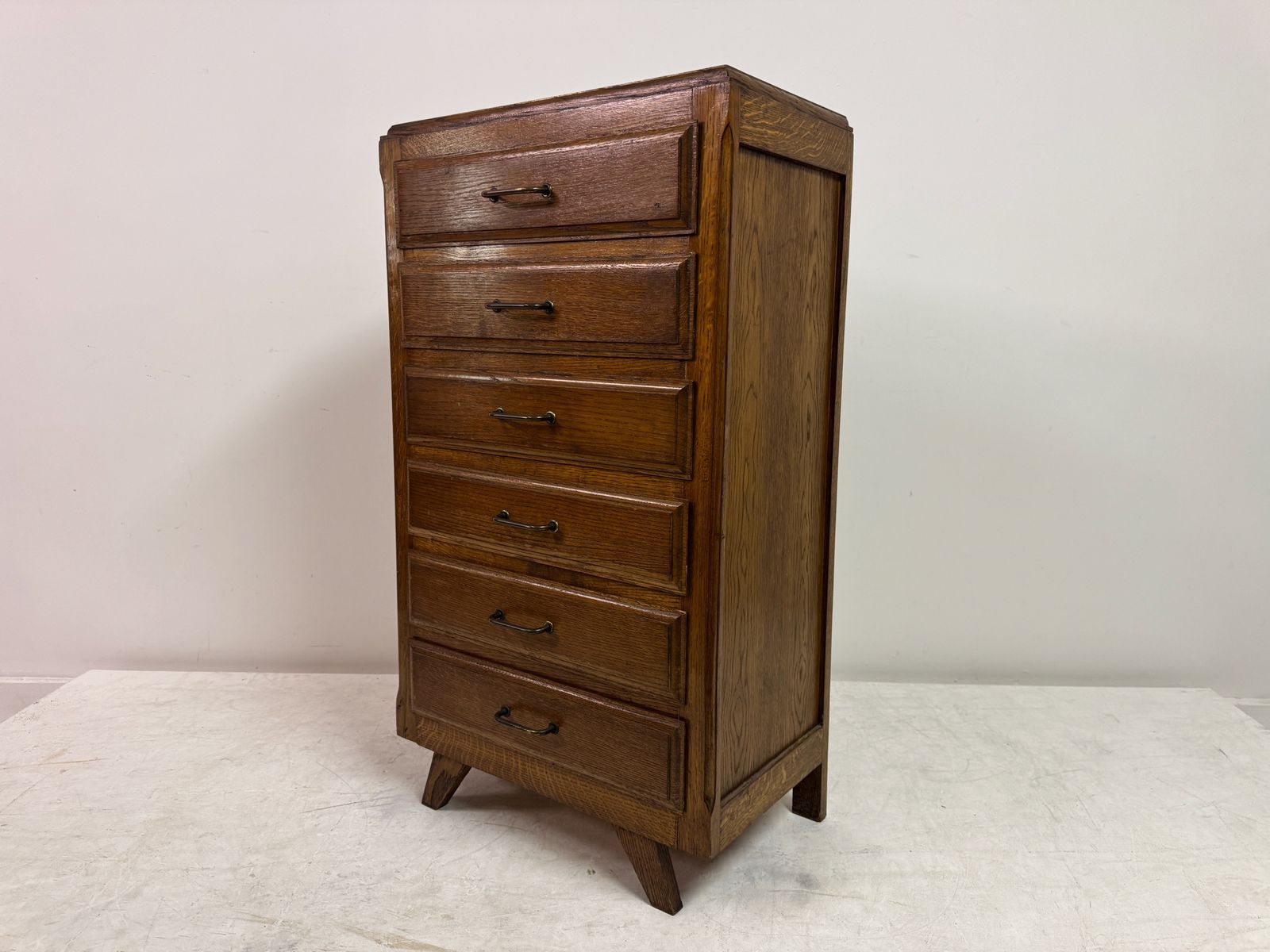 1950s French Tall Oak Chest Of Drawers photo furniture