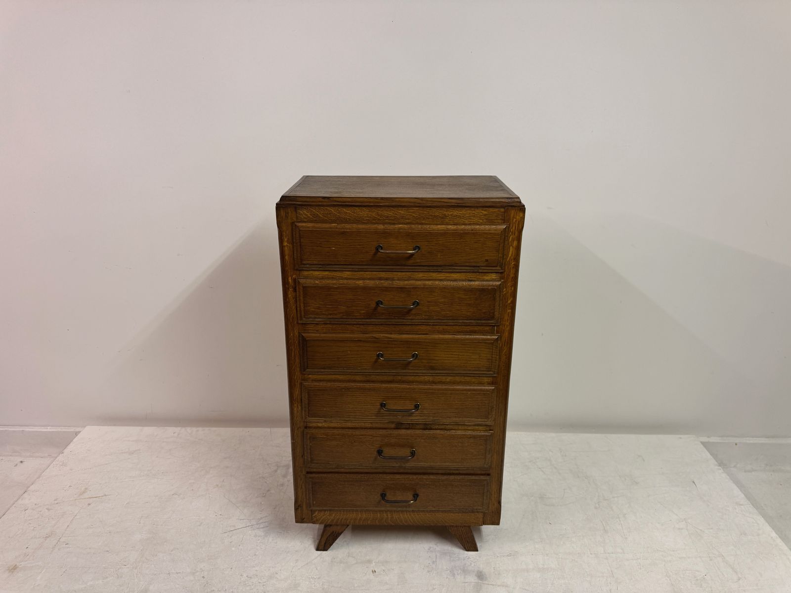 1950s French Tall Oak Chest Of Drawers photo Furniture