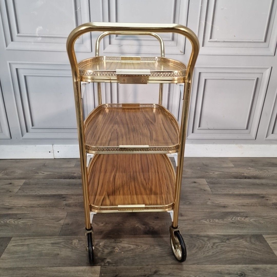 80.0 Vintage Drinks Tea Trolley Bar Cocktail Cart Retro Hollywood Regency Mcm photo