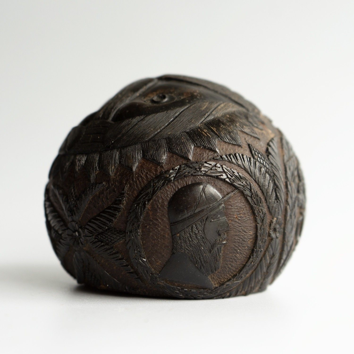 photo for sale Antique Sailors Bugbear, Naive Folk Art Carved Coconut, Late 18th/Early 19th C.