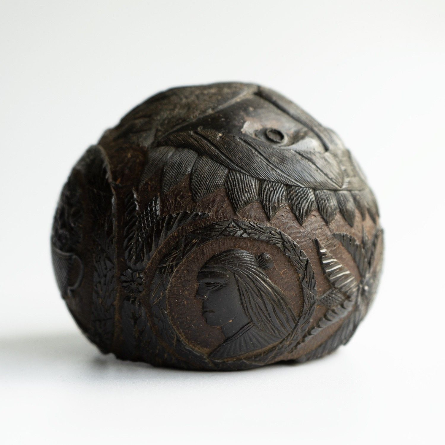 photo buy Antique Sailors Bugbear, Naive Folk Art Carved Coconut, Late 18th/Early 19th C.