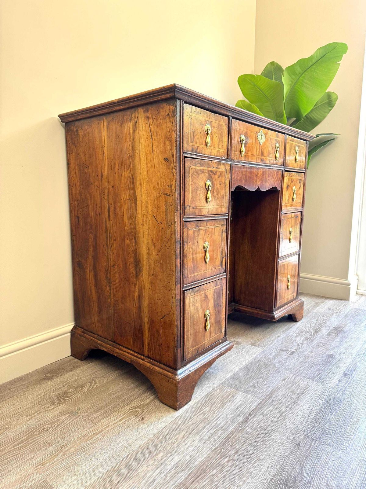 Antique Burr Walnut Kneehole Desk – 18th Century Style Writing Desk photo buy