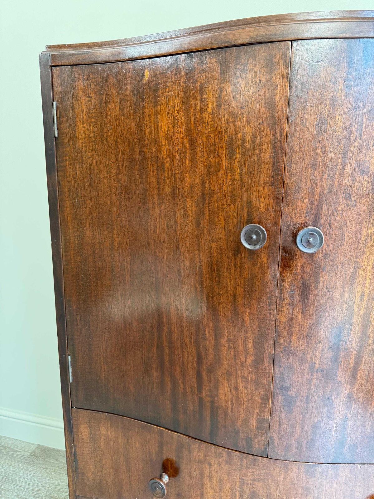 Vintage Double Door Wooden Linen Cupboard Cabinet Drawers Craft Organiser Gentlemen’s Wardrobe Mahogany photo 895.0