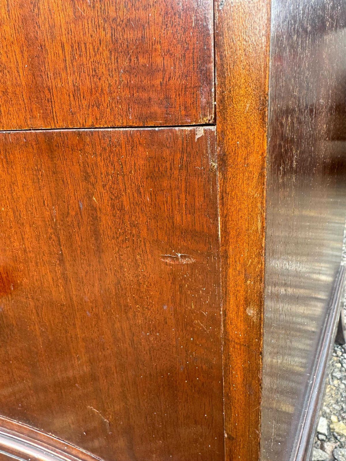photo vintage Vintage Double Door Wooden Linen Cupboard Cabinet Drawers Craft Organiser Gentlemen’s Wardrobe Mahogany