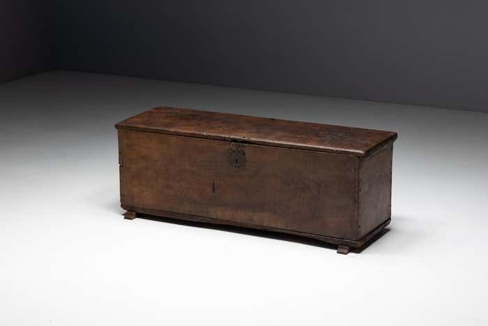 Furniture Antique Wooden Storage Chest, France, Late 18th Century photo