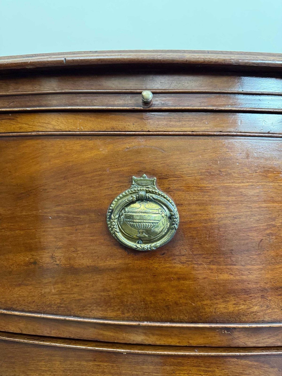 Antique Bow Front Mahogany Chest Of Drawers: Solid Wood 3 Drawer Dresser photo vintage
