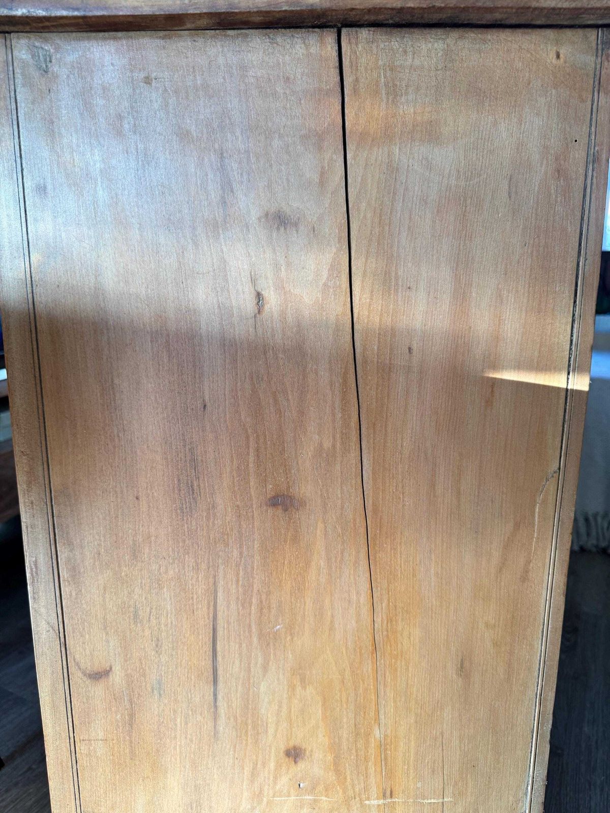 photo for sale Solid Wood Antique Vintage Chest Of Drawers With Metal Handles Three Dovetail Drawers