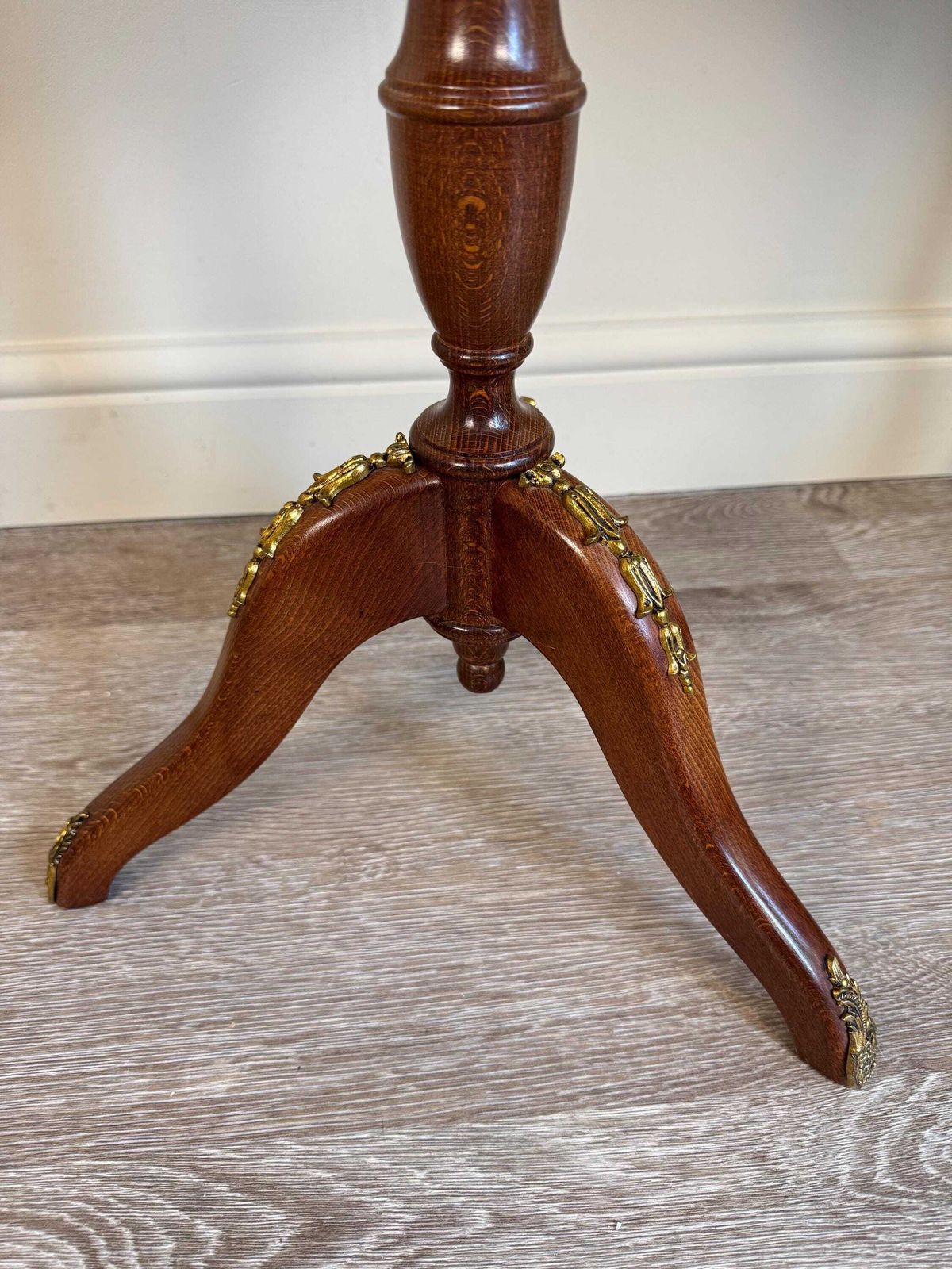 photo for sale Pair Of French Louis XV Style Pink Marble Gallery Topped Tripod Tables