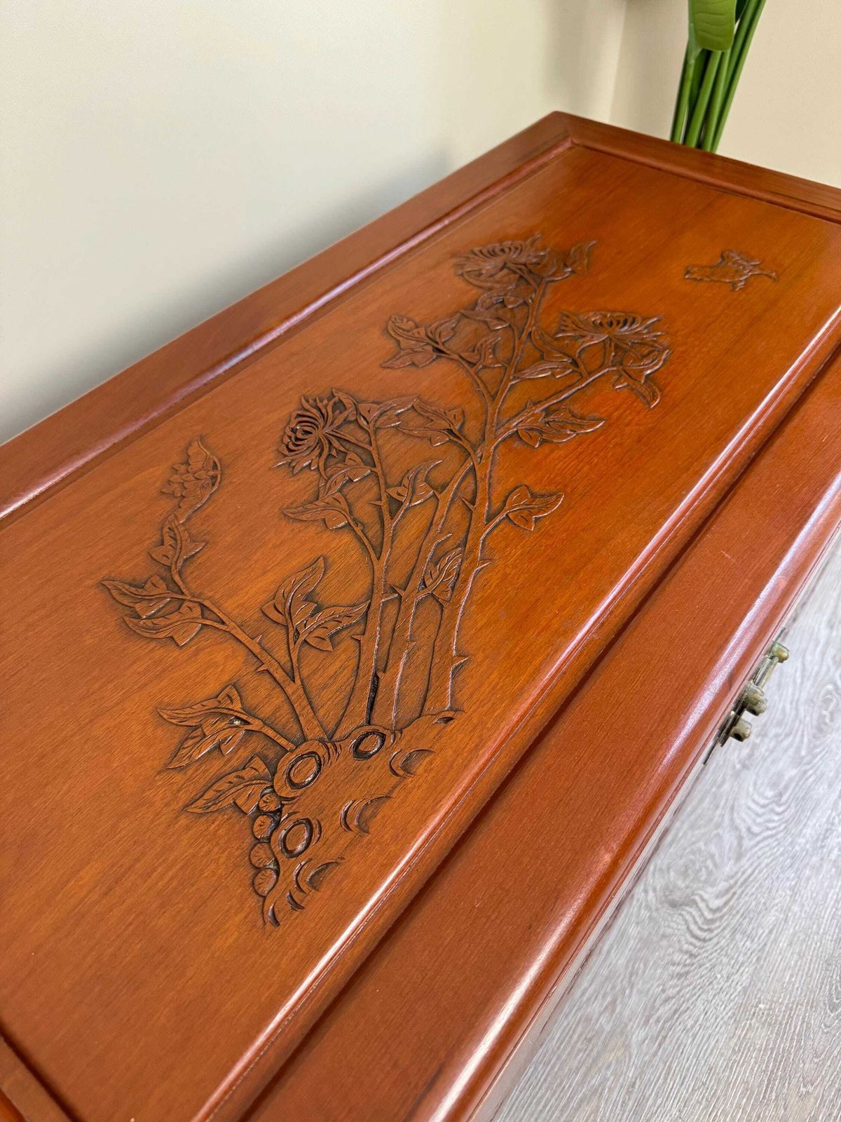Vintage Chinese Carved Oak Dark Wood Blanket Box Chest Coffer Camphor Chest Ottoman photo Furniture