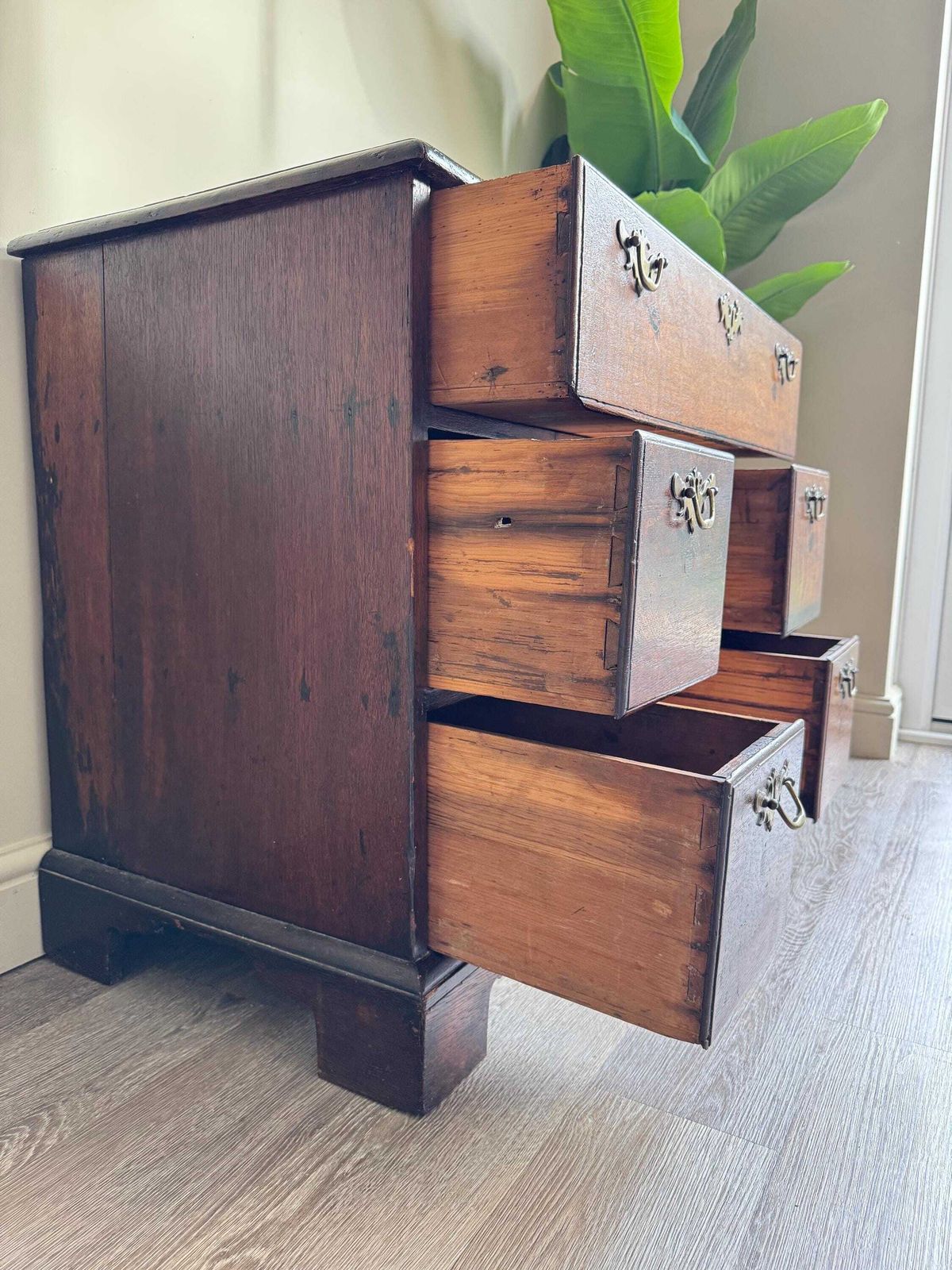 Antique Oak 18th Century Kneehole Desk Solid Wood With Cupboard   Traditional Office photo 495.0